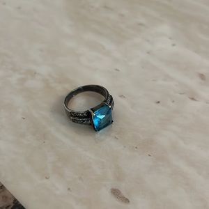 Sterling silver ring with light blue stone
